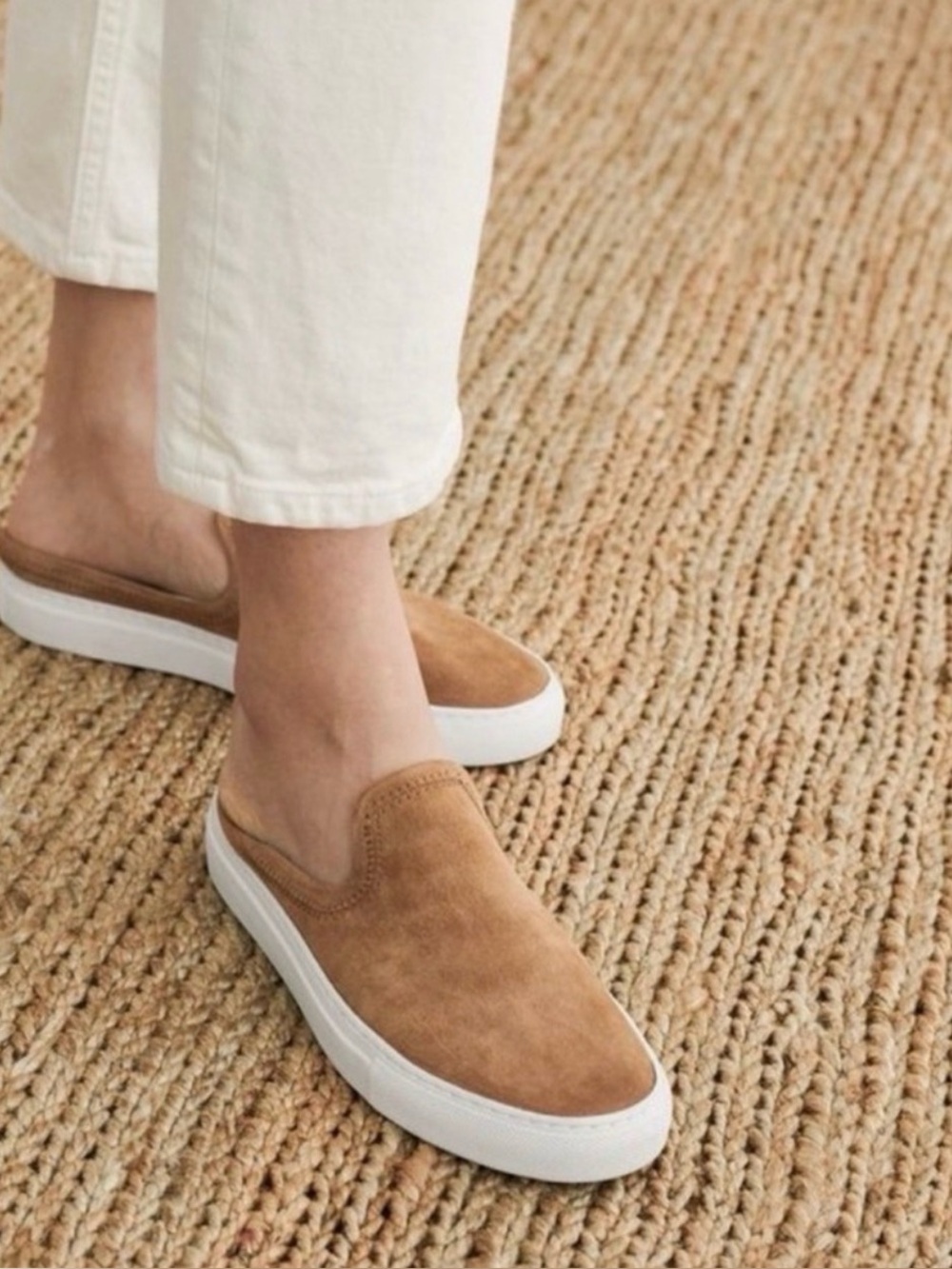 Jenni Kayne Slip-On Suede Loafers - Tan/Cream